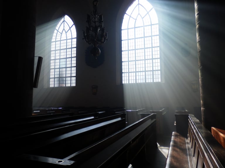 Sunlight coming through a church window