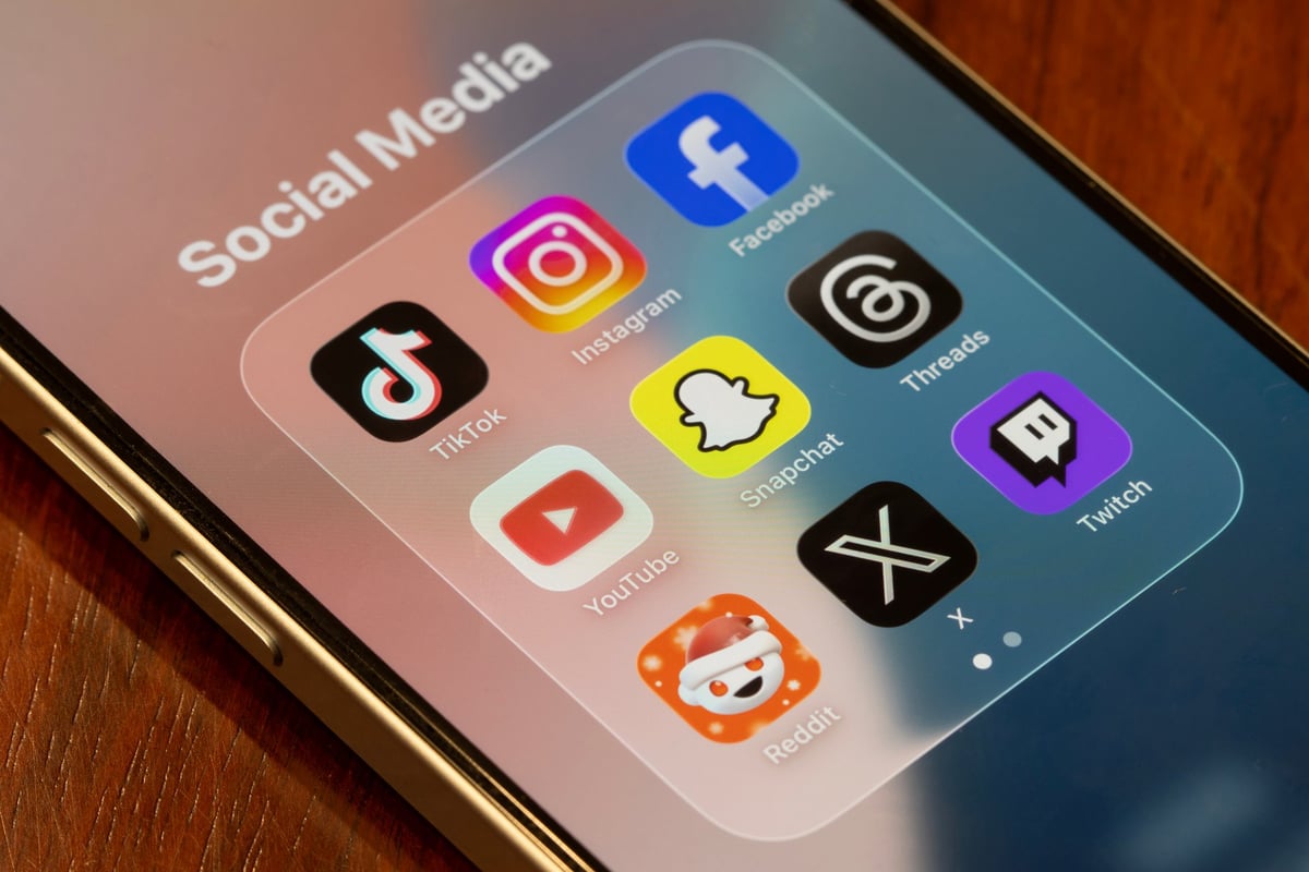 Social media apps on smartphone showing Instagram and Facebook